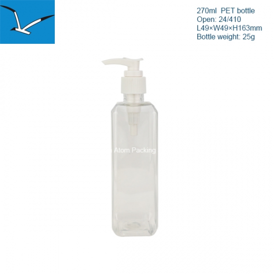 270ml PET square lotion bottle
