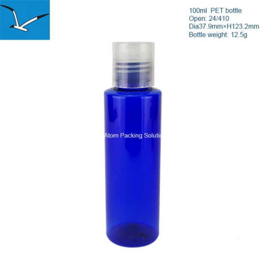 100ml plastic flat shoulder shower gel container with pressure plate top cover