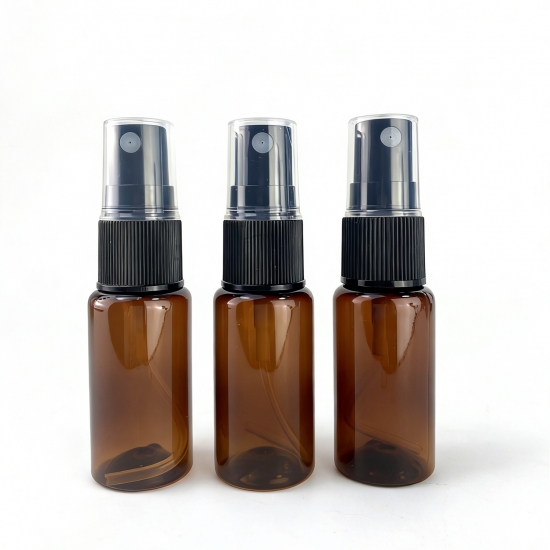 Wholesale Empty 15ml Cylinder Amber Small Fine Mist PET Plastic Spray Bottles Mini Pump Bottle Lotion Perfume Cosmetic Packaging