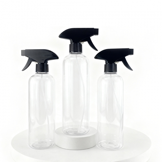 17 oz Liquid Car Care Detergent Bottle 500 ml PET Round Plastic Bottles With Refillable Fine Trigger Cap Perfume Bottle