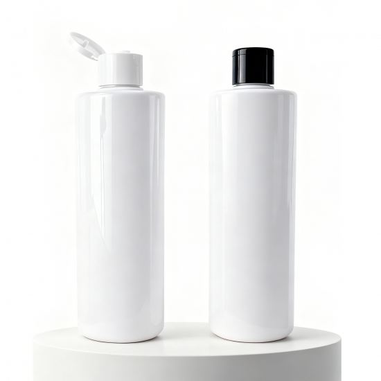 300ml 10oz White Cylinder Shape PET Plastic Bottles Flip Cap Refillable Shampoo Lotion Face Cream Body Cream Car Cleaning