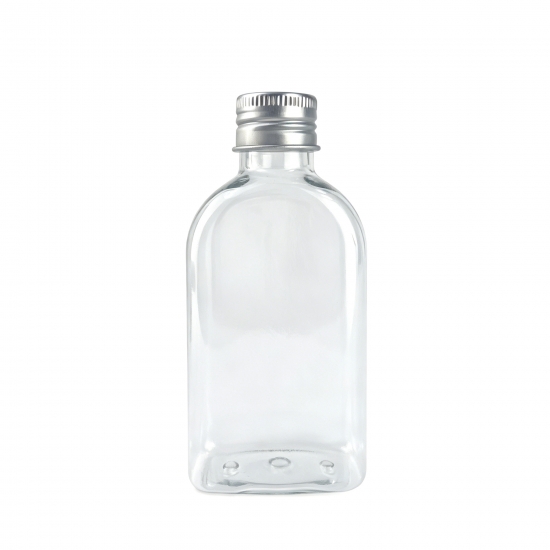Transparent Flat PET Plastic Bottle Aluminum Cap Multisize Empty Container Skincare Oil Glycerin Liquid Cosmetic Daily Storage