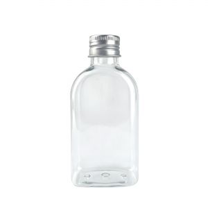Transparent Flat PET Plastic Bottle Aluminum Cap Multisize Empty Container Skincare Oil Glycerin Liquid Cosmetic Daily Storage