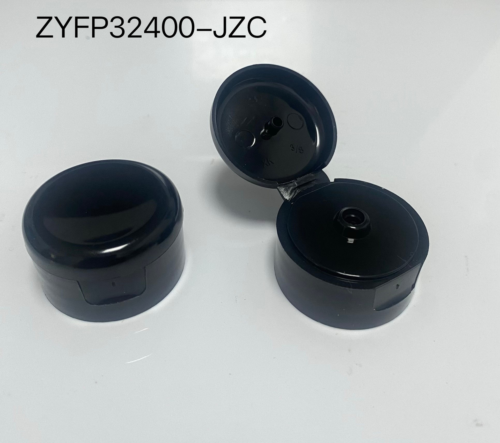 32/400 Black Smooth Plastic Flip Top Cap for Shampoo & Lotion - Atom Packing