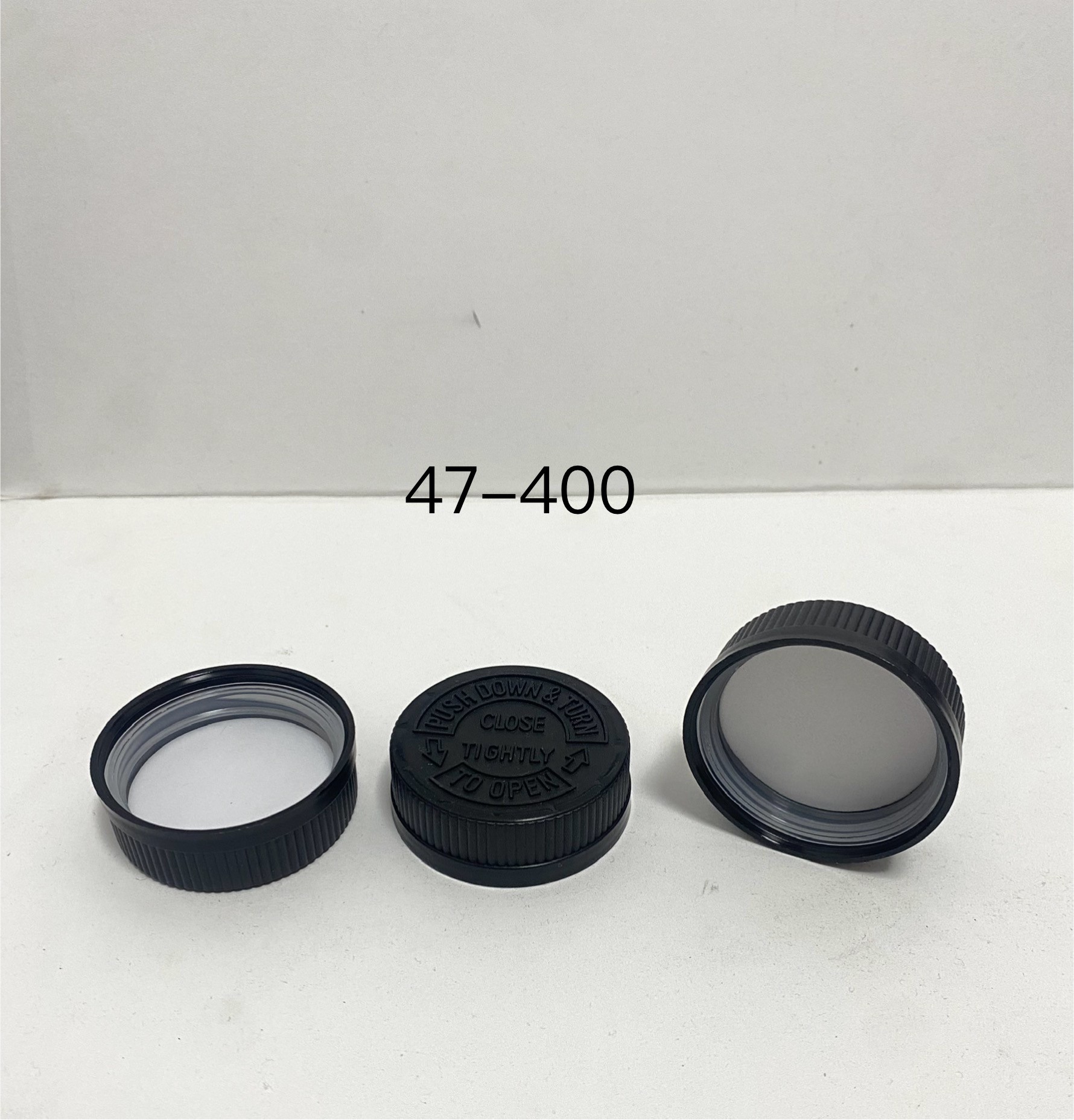 47-400 PP Ribbed Child Resistant Caps (CRC) for Pharmaceutical/Chemical Bottles